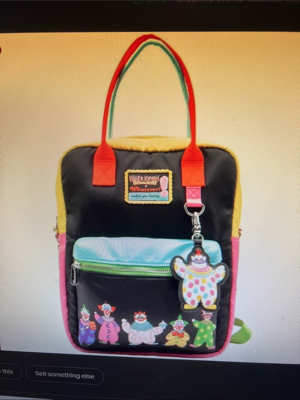 ISO Killer Klowns Black Multi-Color Tote Backpack with Clown Charm